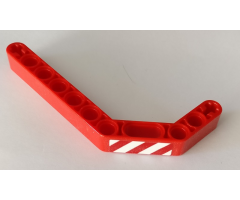 Technic, Liftarm 1 x 11.5 Double Bent Thick with Red and White Danger Stripes Pattern Model Left Side (Sticker) - Set 42082
