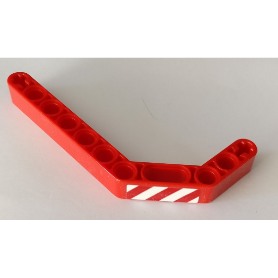 Technic, Liftarm 1 x 11.5 Double Bent Thick with Red and White Danger Stripes Pattern Model Left Side (Sticker) - Set 42082