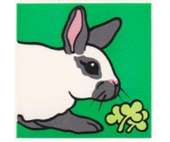 Duplo, Tile 2 x 2 x 1 with Rabbit Mosaic Picture 08 Pattern (Set 1014)