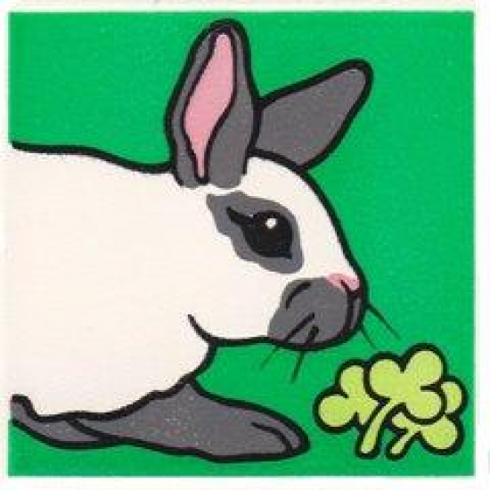 Duplo, Tile 2 x 2 x 1 with Rabbit Mosaic Picture 08 Pattern (Set 1014)