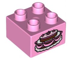 Duplo, Brick 2 x 2 with Cake with Fancy Icing Pattern