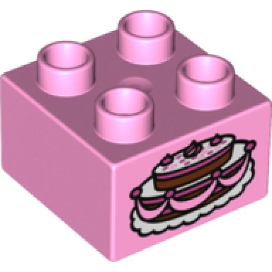 Duplo, Brick 2 x 2 with Cake with Fancy Icing Pattern