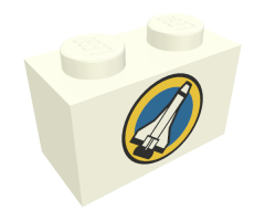 Brick 1 x 2 with Shuttle and Yellow Circle Pattern