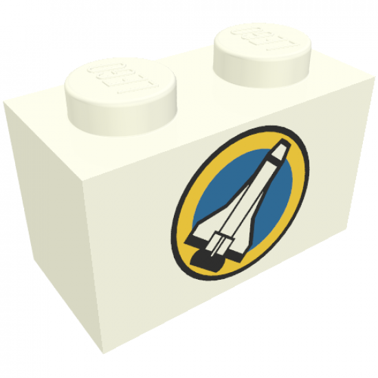 Brick 1 x 2 with Shuttle and Yellow Circle Pattern
