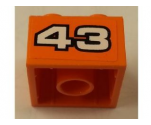 Brick 2 x 2 with White '43' with Black Outline on Orange Background Pattern (Sticker) - Set 8162