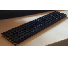 Train Base 6 x 28 with 10 Round Holes Each End with Black and Yellow Danger Stripes Pattern Both Ends (Stickers) - Set 7755