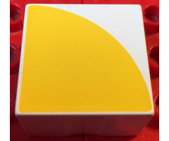 Duplo, Tile 2 x 2 x 1 with Shape Yellow Quarter Circle Pattern