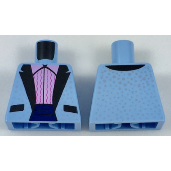 Torso Tuxedo Jacket with Silver Dots, Bright Pink Ruffled Shirt Pattern