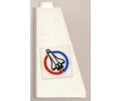 Slope 75 2 x 1 x 3 - Open Stud with Shuttle and Blue/Red Circle Pattern, Model Left (Sticker) - Set 6614