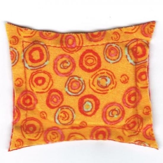 Scala Cloth Pillow Large with Multicolor Circles Pattern, Reverses to Solid Red