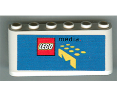 Windscreen 2 x 6 x 2 with LEGO Logo and Media Text on Blue Background Pattern (Sticker)