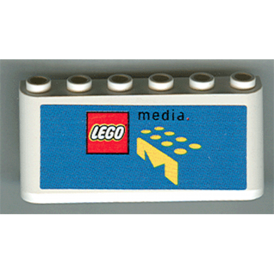Windscreen 2 x 6 x 2 with LEGO Logo and Media Text on Blue Background Pattern (Sticker)