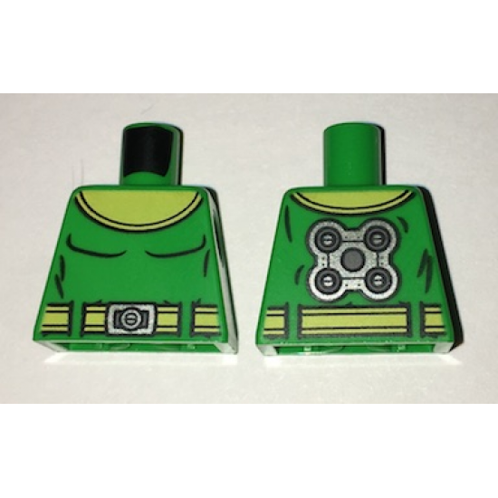 Torso with Yellow Collar, Black Muscles Outline, Yellow Belt and Silver Gear on Back Pattern