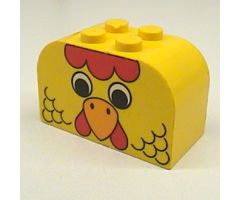 Slope, Curved 4 x 2 x 2 Double with Four Studs with Chicken Face Pattern