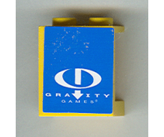 Panel 1 x 2 x 2 - Hollow Studs with White Gravity Games Logo on Blue Background Pattern (Sticker) - Set 3538