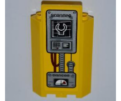 Panel 3 x 3 x 6 Corner Wall without Bottom Indentations with 'SCANNER', Screen, Keypad, Cables, 'DANGER' and Gauge Pattern (Sticker) - Set 5887
