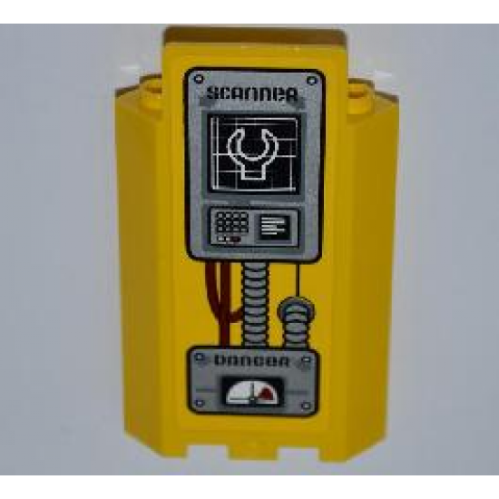 Panel 3 x 3 x 6 Corner Wall without Bottom Indentations with 'SCANNER', Screen, Keypad, Cables, 'DANGER' and Gauge Pattern (Sticker) - Set 5887