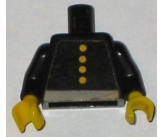 Torso Fire Uniform Four Button and Gray Belt Pattern (Sticker) / Black Arms / Yellow Hands
