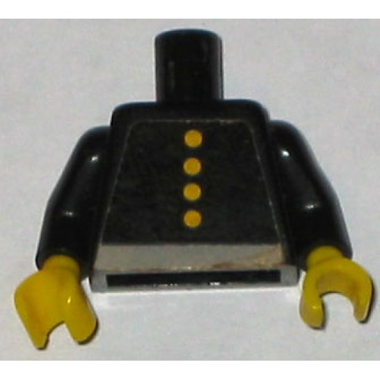 Torso Fire Uniform Four Button and Gray Belt Pattern (Sticker) / Black Arms / Yellow Hands