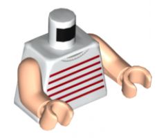 Torso Sweater with Red Horizontal Stripes Pattern / Light Nougat Arms / Light Nougat Hands