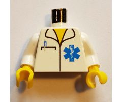 Torso Hospital EMT Star of Life, Open Collar, Pocket Pen Pattern / White Arms / Yellow Hands