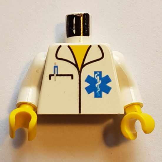 Torso Hospital EMT Star of Life, Open Collar, Pocket Pen Pattern / White Arms / Yellow Hands