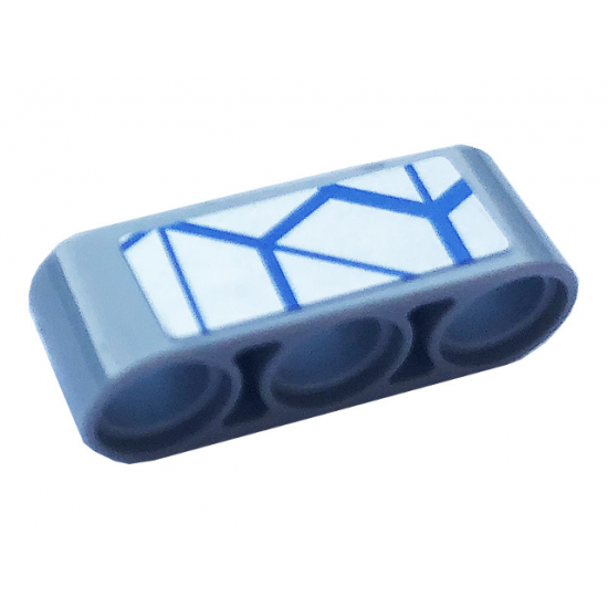 Technic, Liftarm 1 x 3 Thick with Blue and Silver Race Pattern (Sticker) - Set 42123