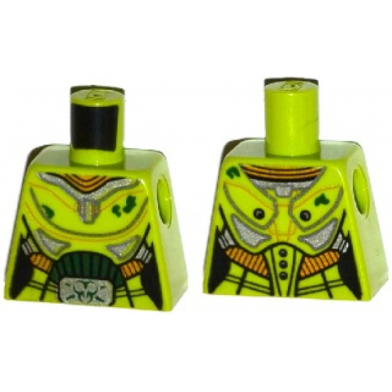Torso Female Silver and Gold Space Armor with Green Dirt and Belt Buckle with Ultra Agent Toxic Pattern