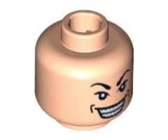 Minifigure, Head Male Arched Eyebrows, White Pupils, Wide Grin with Dimples Pattern - Blocked Open Stud