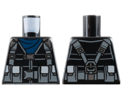 Torso Tactical Jacket, Dark Blue Scarf, Dark Bluish Gray Straps and Utility Pounches Pattern