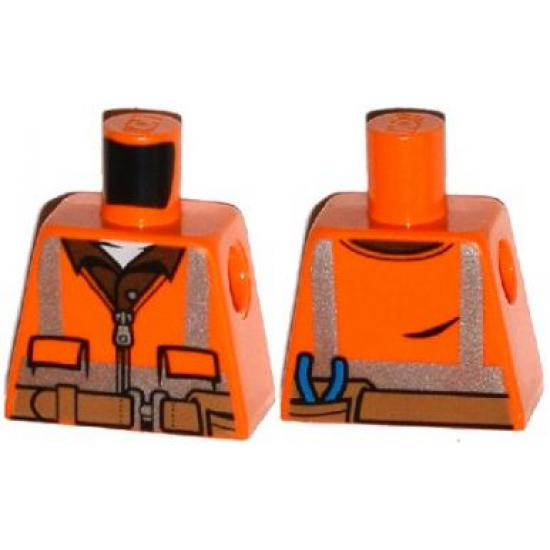 Torso Safety Vest with Reflective Stripes, Reddish Brown Shirt, Belt with Pouches and Pliers Pattern