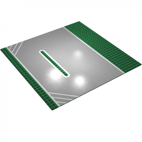 Baseplate, Road 32 x 32 Racing with White Outlines and Corner Hash Marks Pattern