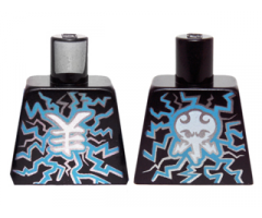Torso Ninjago with Dark Azure and Silver Lightning and White Ninjago Logogram 'Lightning' Pattern
