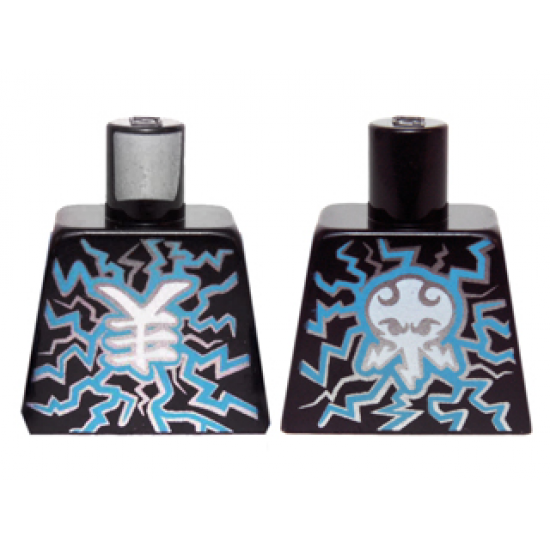Torso Ninjago with Dark Azure and Silver Lightning and White Ninjago Logogram 'Lightning' Pattern