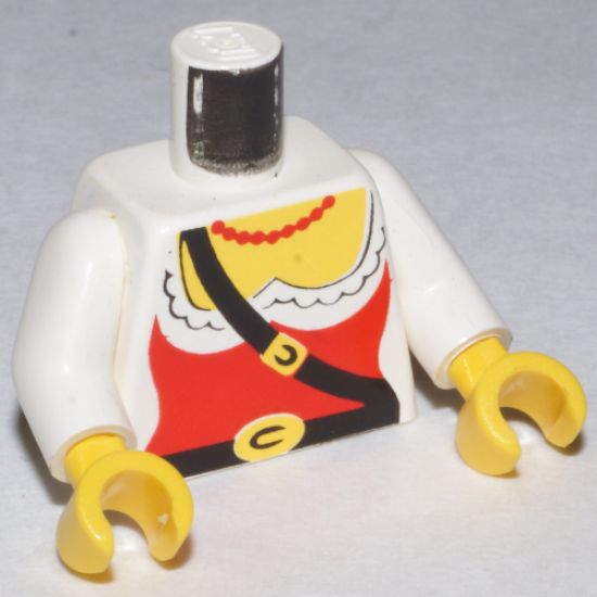 Torso Pirate Female Red Corset Pattern / White Arms / Yellow Hands
