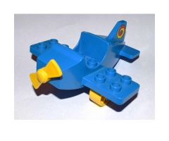 Duplo, Aircraft Airplane Small Wings on Bottom with Yellow Wheels and Yellow Propeller