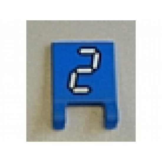Flag 2 x 2 Square with White Number 2 with Black Outline on Blue Background Pattern (Sticker) - Set 3569