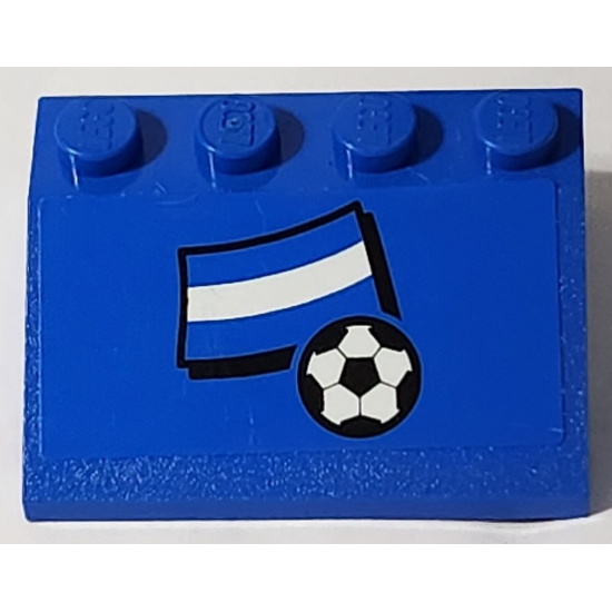 Slope 33 3 x 4 with Flag of Argentina and Soccer Ball on Blue Background Pattern (Sticker) - Set 3406