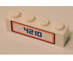 Brick 1 x 4 with Blue '4210' Pattern (Sticker) - Set 4210