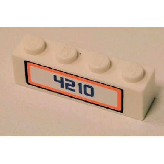 Brick 1 x 4 with Blue '4210' Pattern (Sticker) - Set 4210