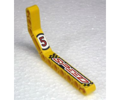 Technic, Liftarm 1 x 11.5 Double Bent Thick with Number 5 and 'SPEED' Pattern Model Left Side (Stickers) - Set 8238