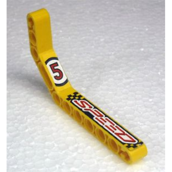Technic, Liftarm 1 x 11.5 Double Bent Thick with Number 5 and 'SPEED' Pattern Model Left Side (Stickers) - Set 8238