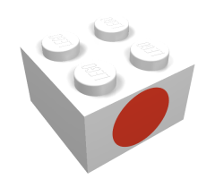 Brick 2 x 2 with Dot Red on One Side Pattern