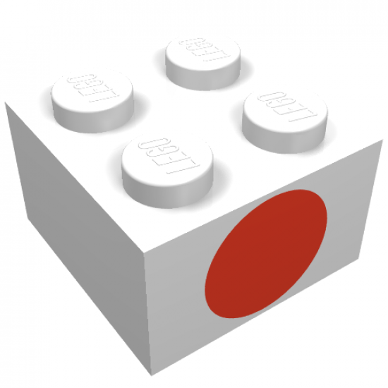 Brick 2 x 2 with Dot Red on One Side Pattern