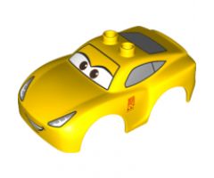 Duplo, Vehicle Car Body 2 Top Studs and Spoiler with Cars Cruz Ramirez Pattern