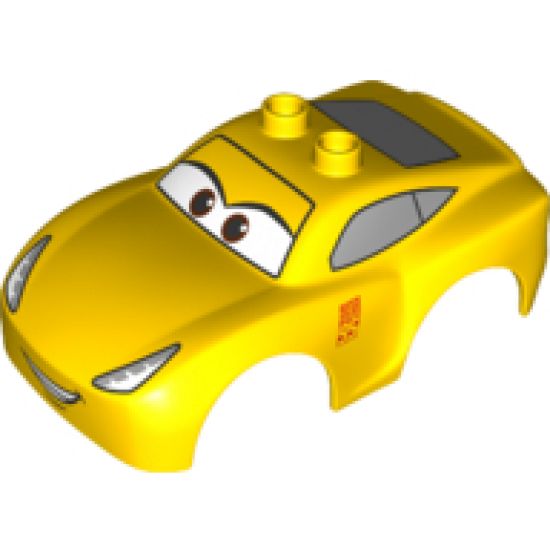 Duplo, Vehicle Car Body 2 Top Studs and Spoiler with Cars Cruz Ramirez Pattern
