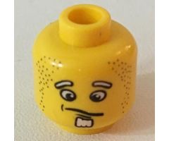 Minifigure, Head Male Confused Expression, White Goatee Pattern (Henchman 1) - Blocked Open Stud