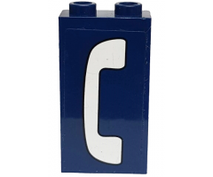 Panel 1 x 2 x 3 with Side Supports - Hollow Studs with White Phone Pattern Model Left Side (Sticker) - Set 71016