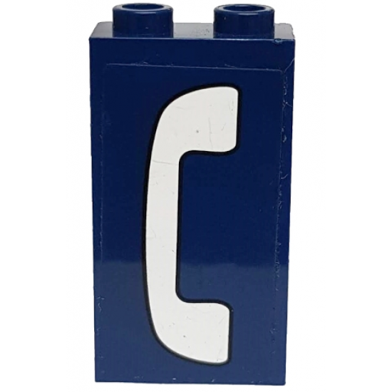 Panel 1 x 2 x 3 with Side Supports - Hollow Studs with White Phone Pattern Model Left Side (Sticker) - Set 71016