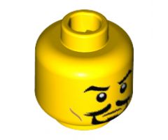 Minifigure, Head Male Black Eyebrows, White Pupils, Black Goatee and Dark Orange Cheek Lines Pattern - Hollow Stud